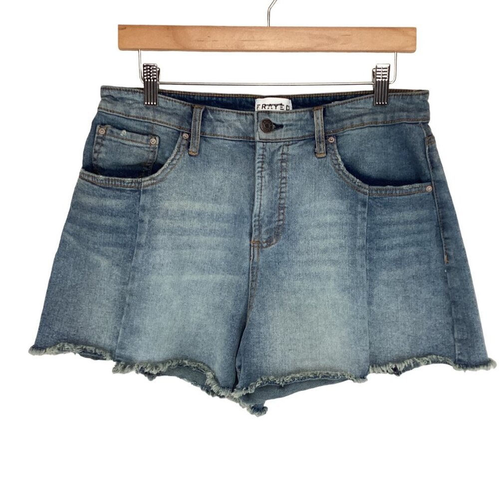 Frayed Shorts Size 30 Jean Super High-Waisted Denim Shorts Raw‎ Hem